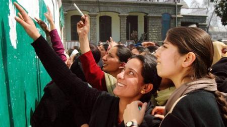 Indian women studying at management